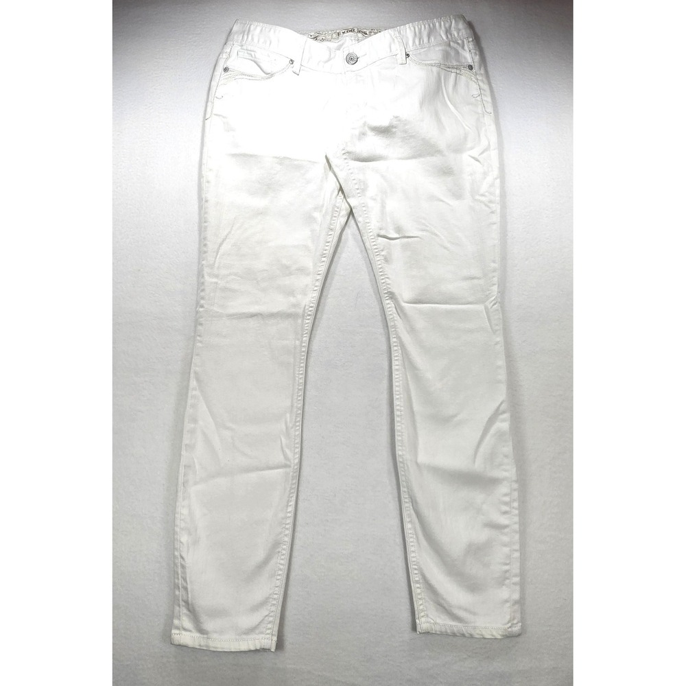 Express‎ Jean Legging Ultra Low Rise White Denim Sequin Pocket Jeans Womens 10